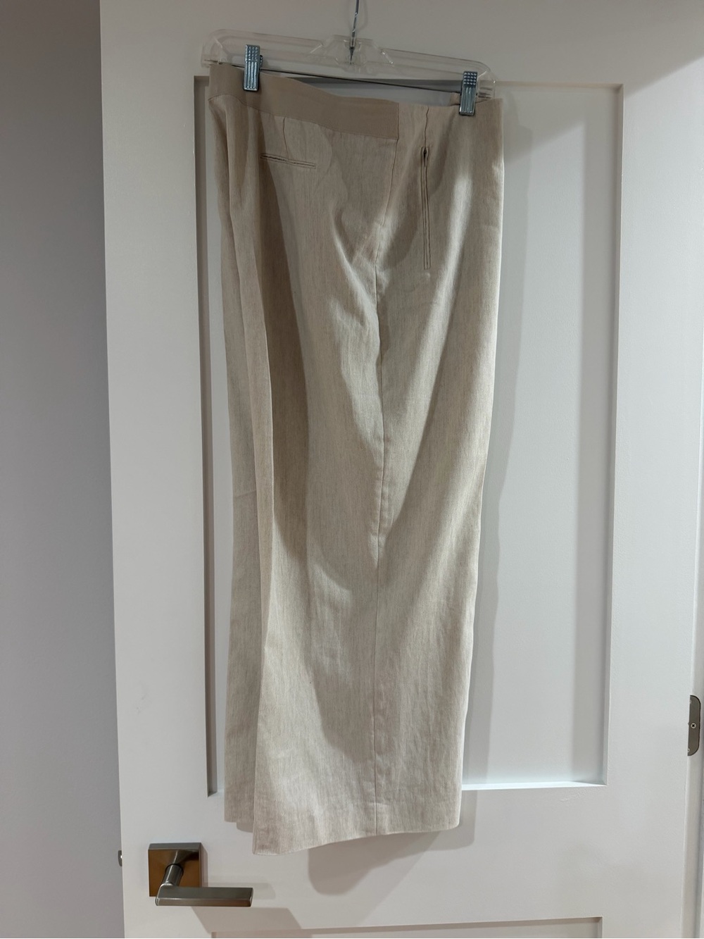 Elie Tahari Women's Size 16 Beige Linen Straight Leg Cropped Pants